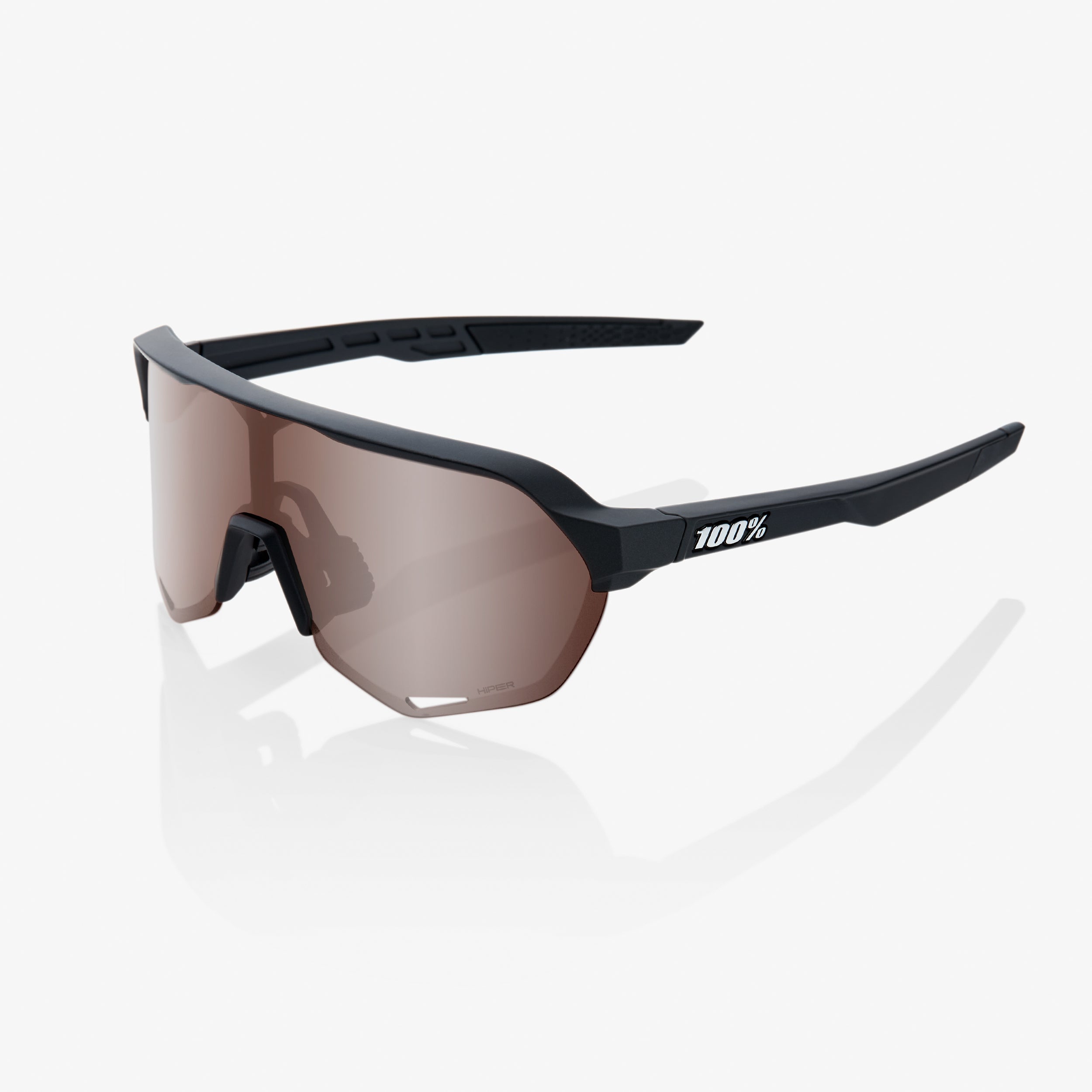 A picture of the 100% S2 Cycling Sunglasses Soft Tact Black Hiper Crimson Silver