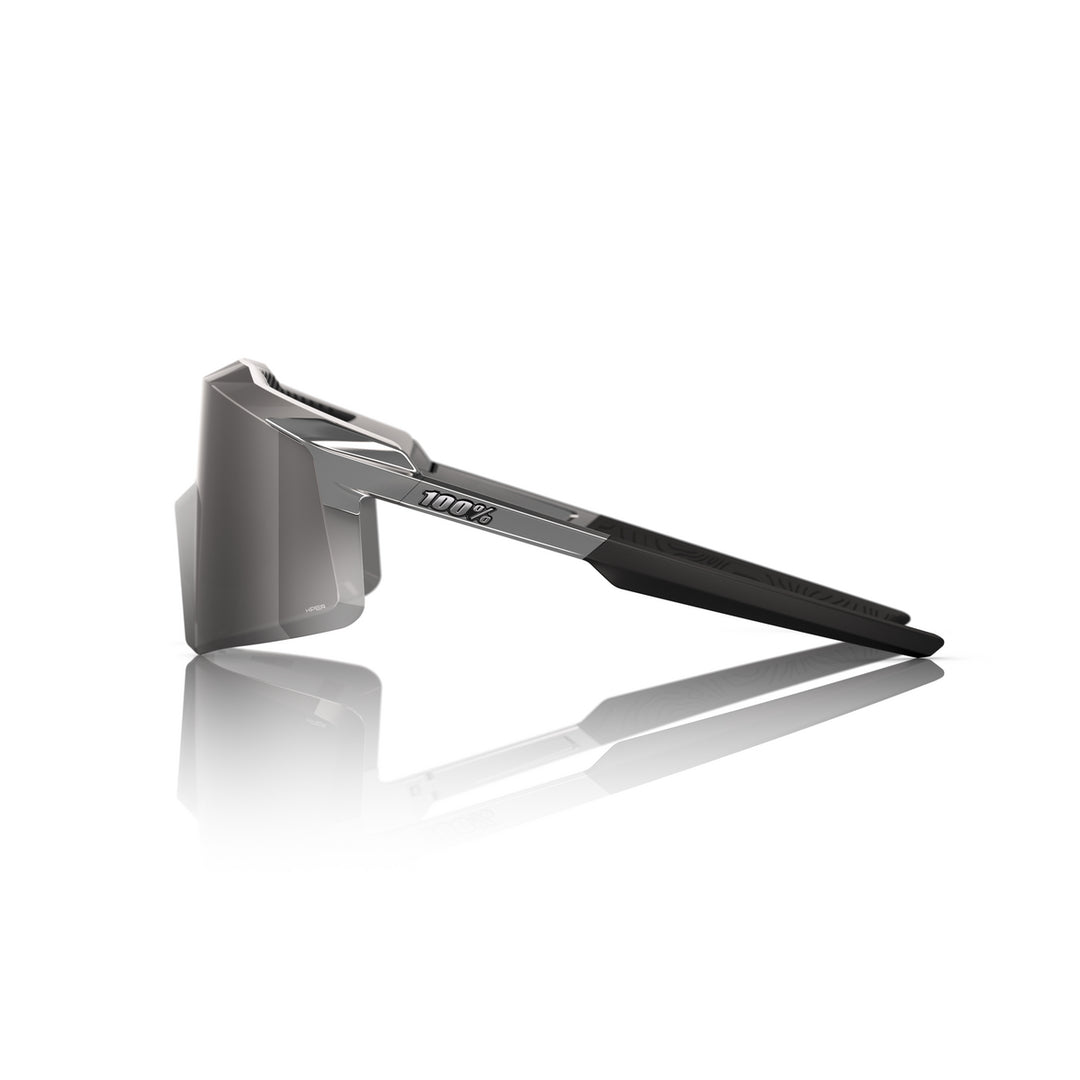 A side picture of the Aerocraft Cycling Sunglasses Gloss Black Chrome/Hiper Silver Chrome