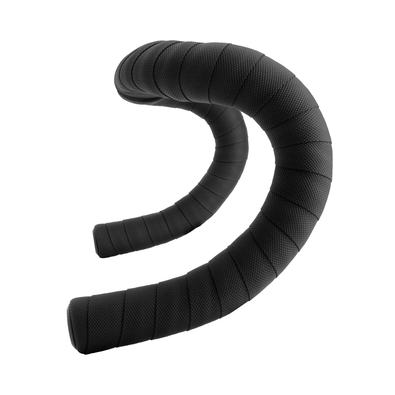 Black bicycle handlebar grips on a white background