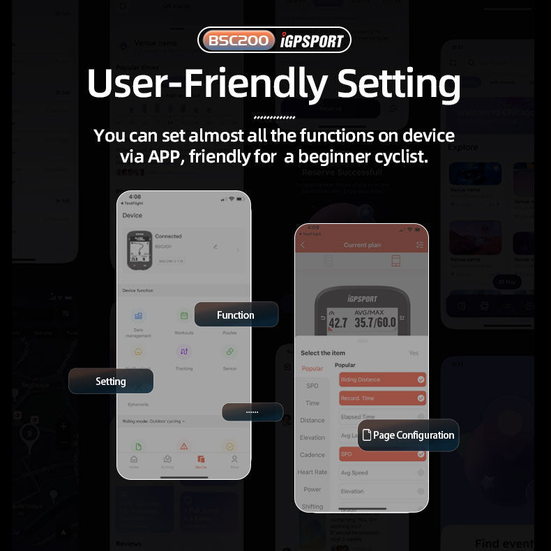 A picture of the settings on a cycling computer