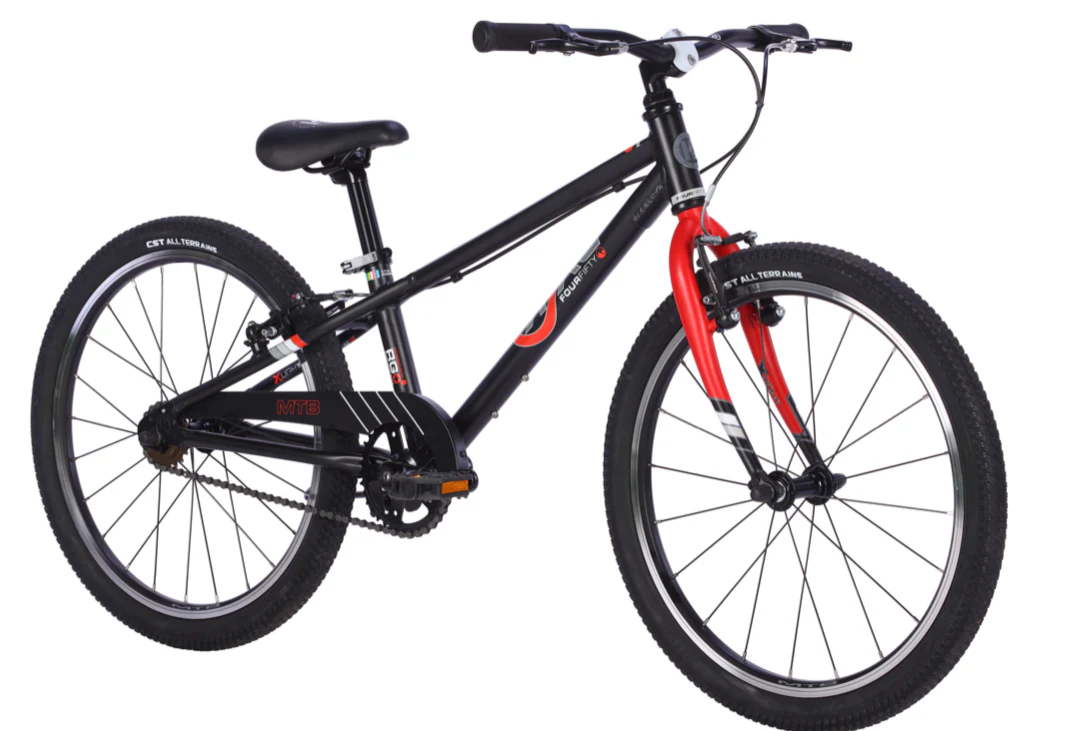 Black BYK bicycle with red accents on a white background