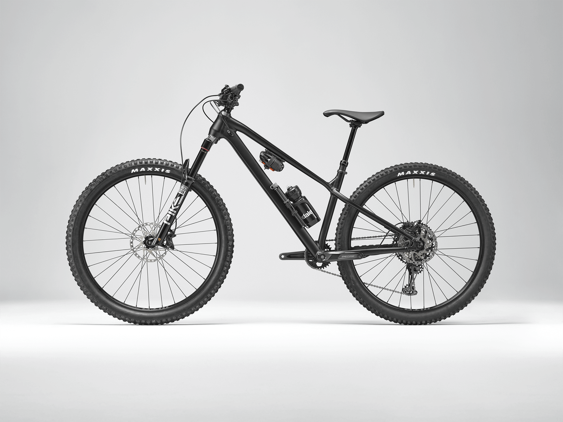 Black mountain bike on a white background