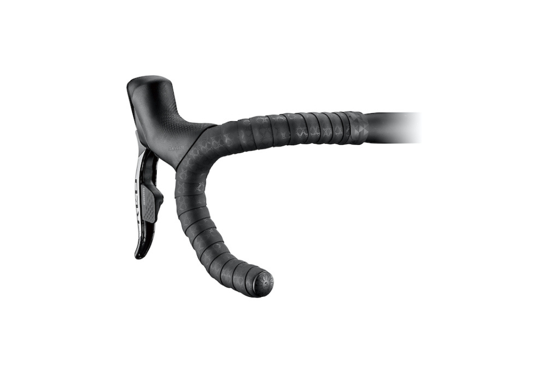 Back view of black bar tape with pattern