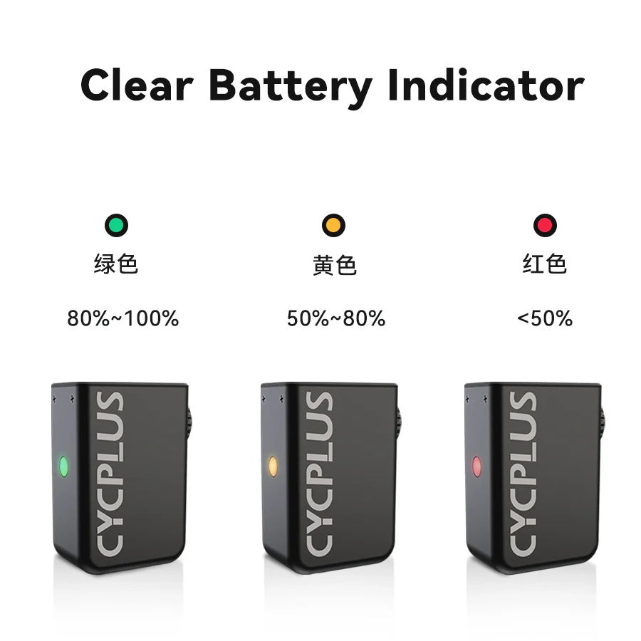 A picture of a mini bike pump compressor battery indicator