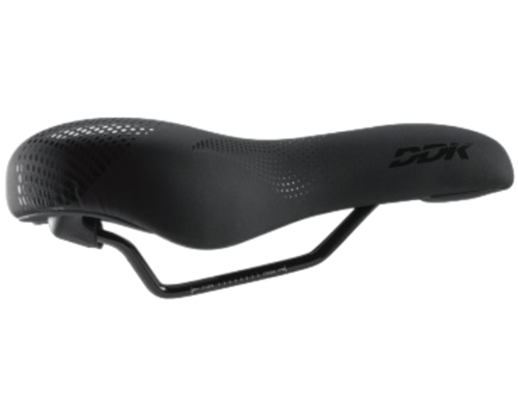 Black bicycle saddle with 'COK' branding on a white background