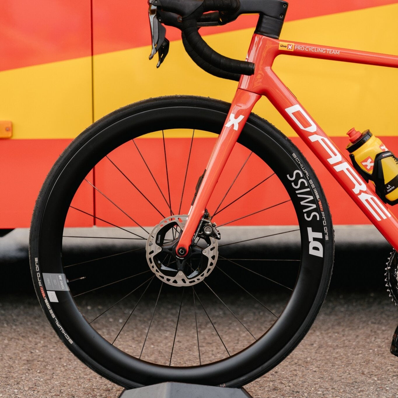 A picture of a road bike with DT Swiss wheels