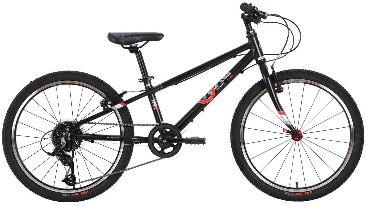 A picture of the Black and Red BYK E450 Kids Mountain Bike