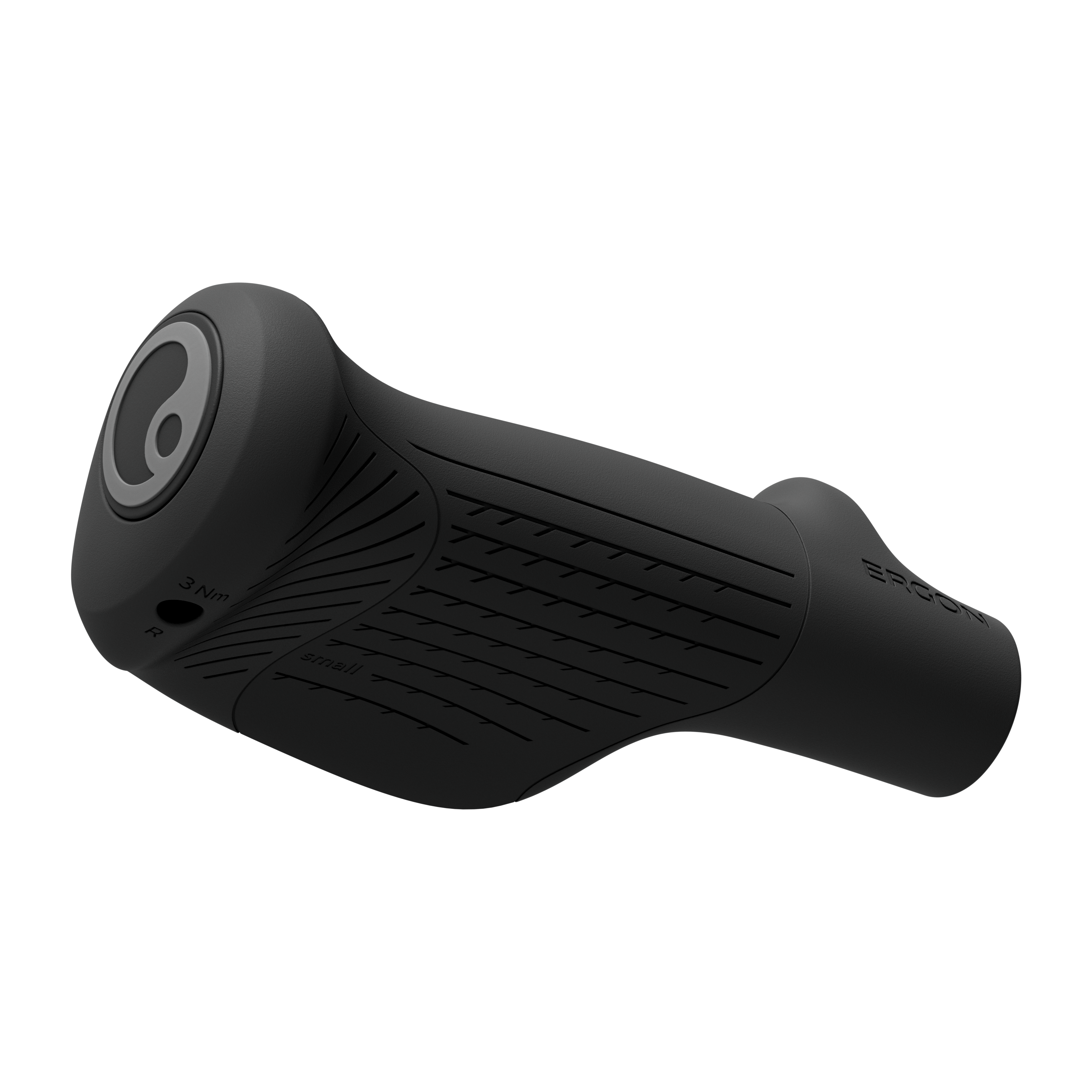 Black bicycle grip on a white background