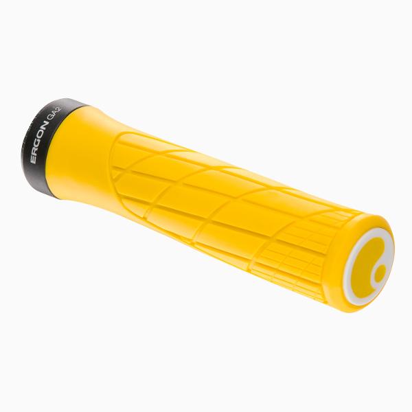 A picture of the yellow Ergon Mountain Bike Grips