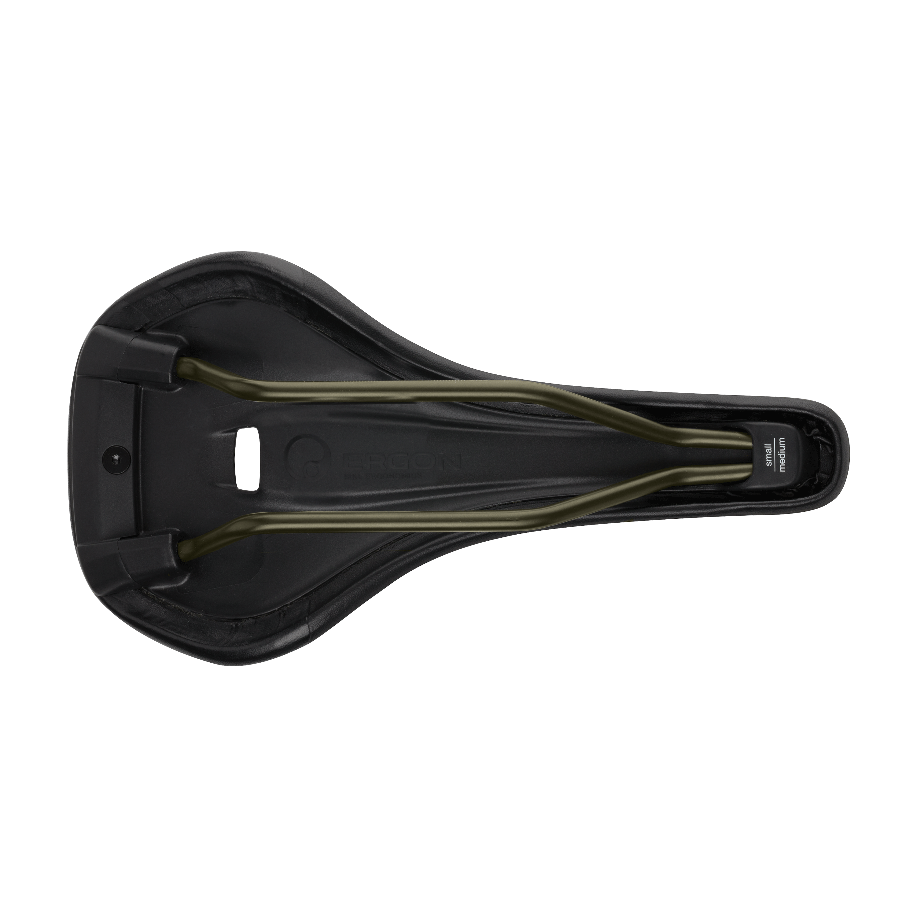 A picture of the bottom of the Ergon SM Pro Men Trail Saddle