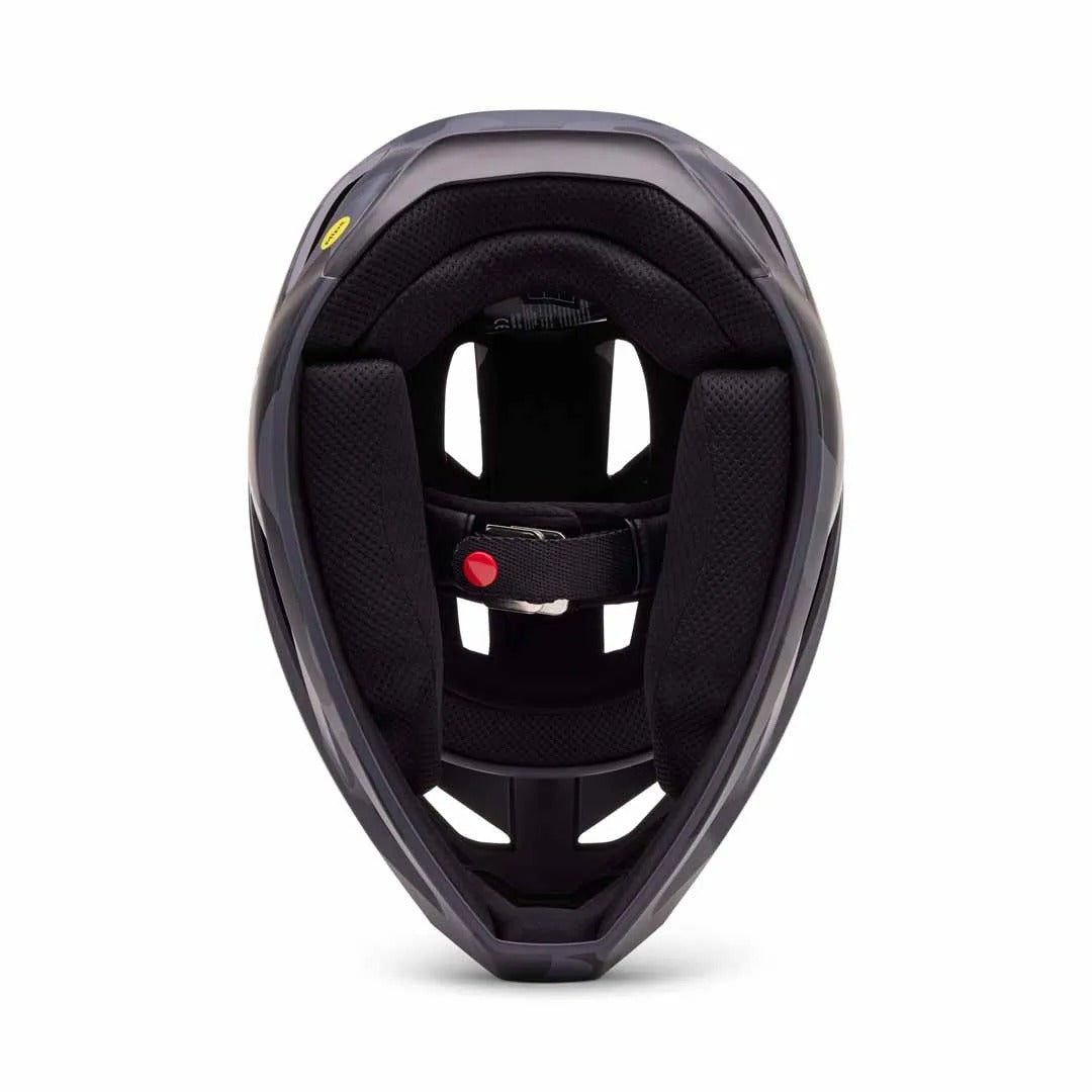 Inside view of a Black Camo Fox Full Face Mountain Bike Helmet