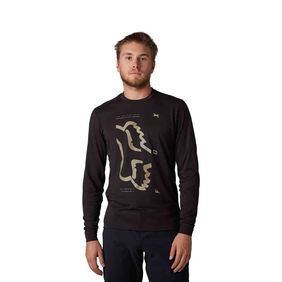 Man wearing Fox Ranger Long Sleeve Jersey