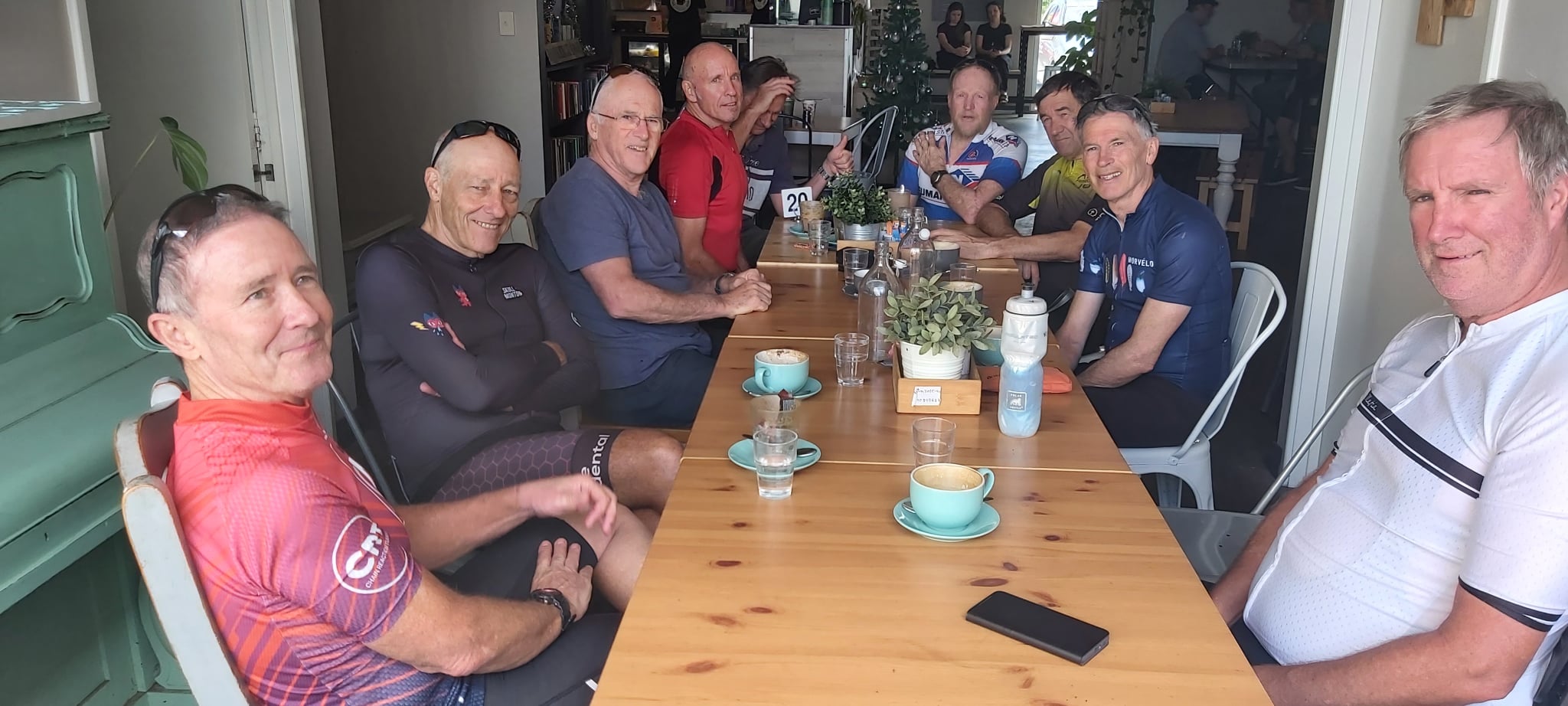 Cyclists from the Friday Coffee Club after the ride