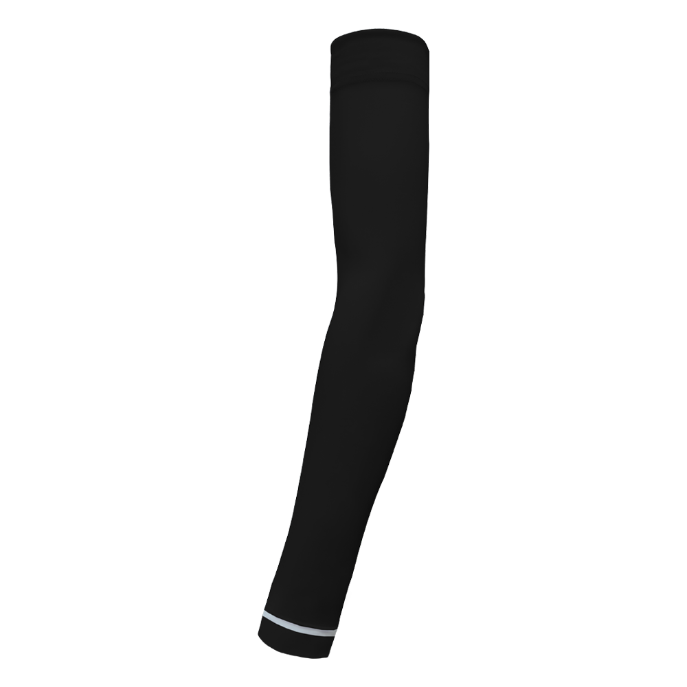 Black arm sleeve with white trim on a white background