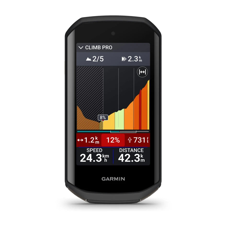 A picture of the Garmin Edge 1050 Cycling Computer Climb Pro screen