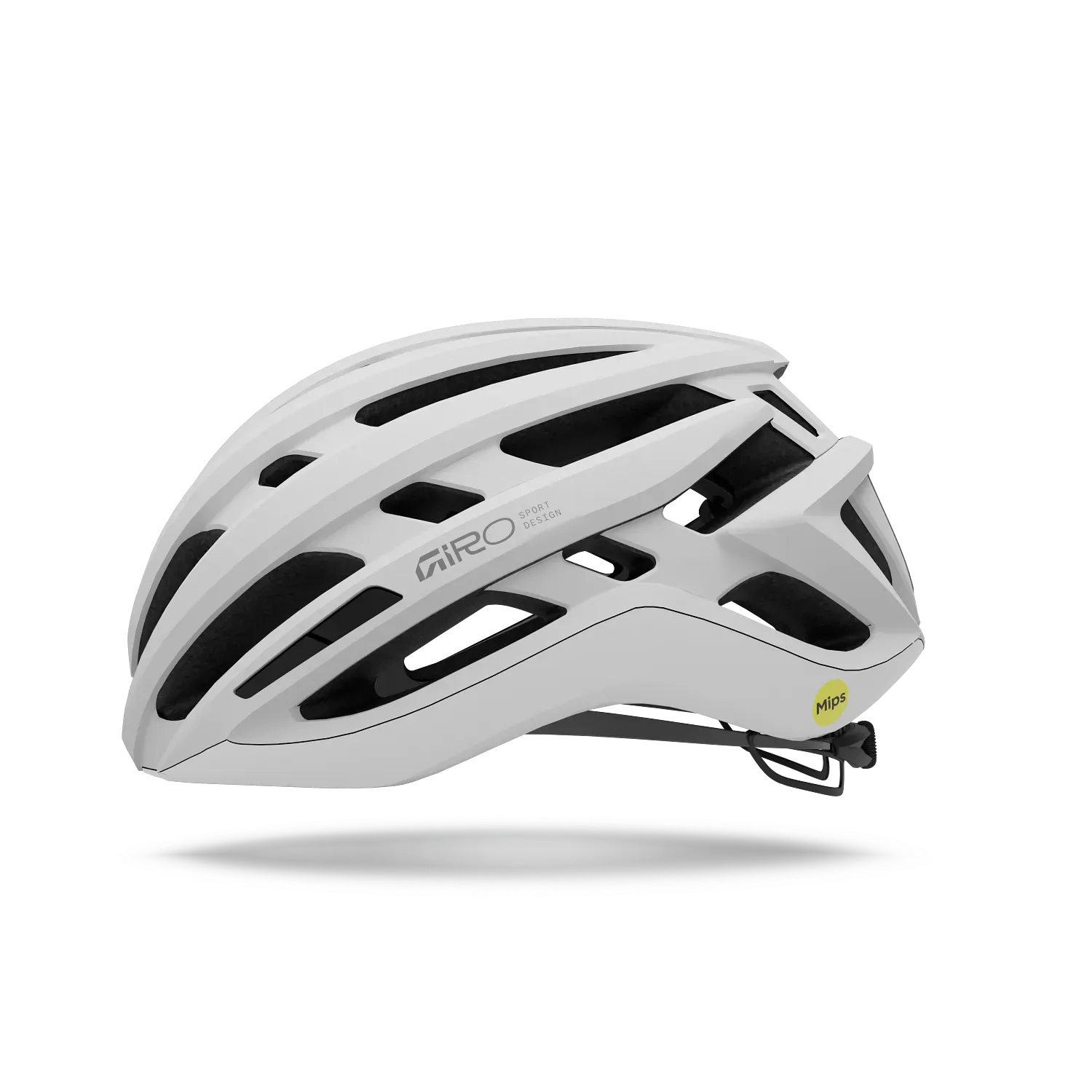 White Giro Road Bike helmet with black accents on a white background