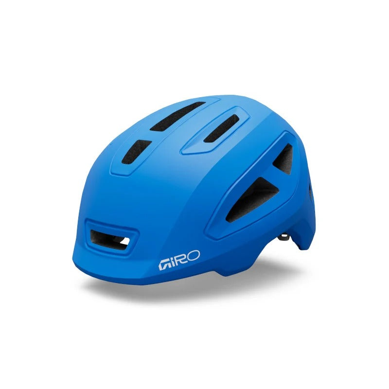 Blue helmet with Giro logo on a white background