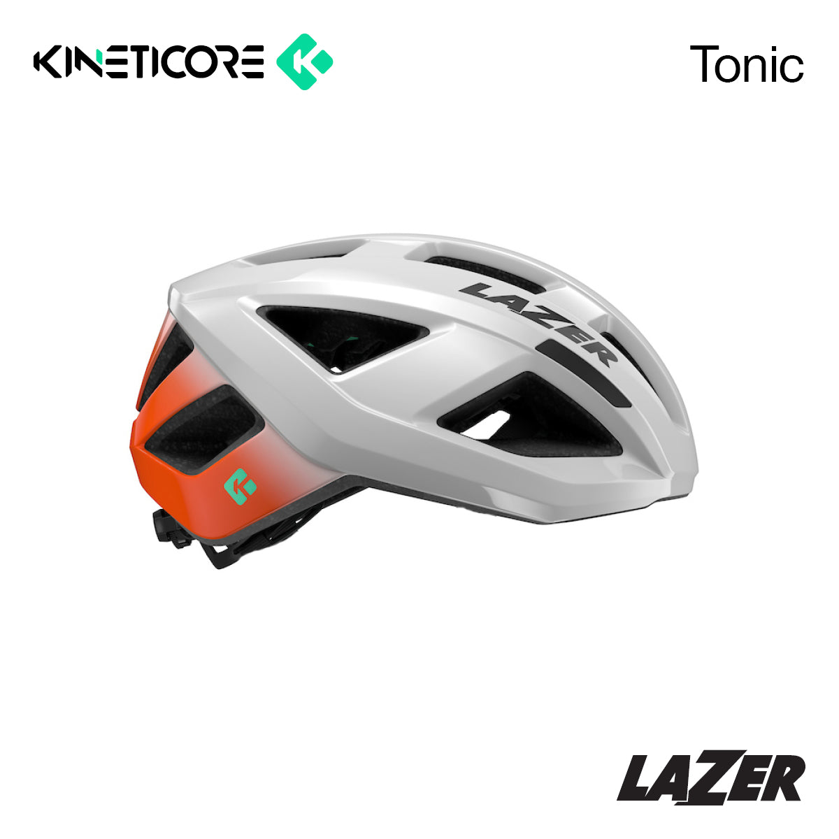 A picture of the Lazer Tonic Kineticore White Orange Helmet