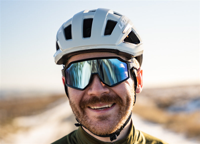 A picure of the Lazer Tonic Kineticore Helmet on a man's head