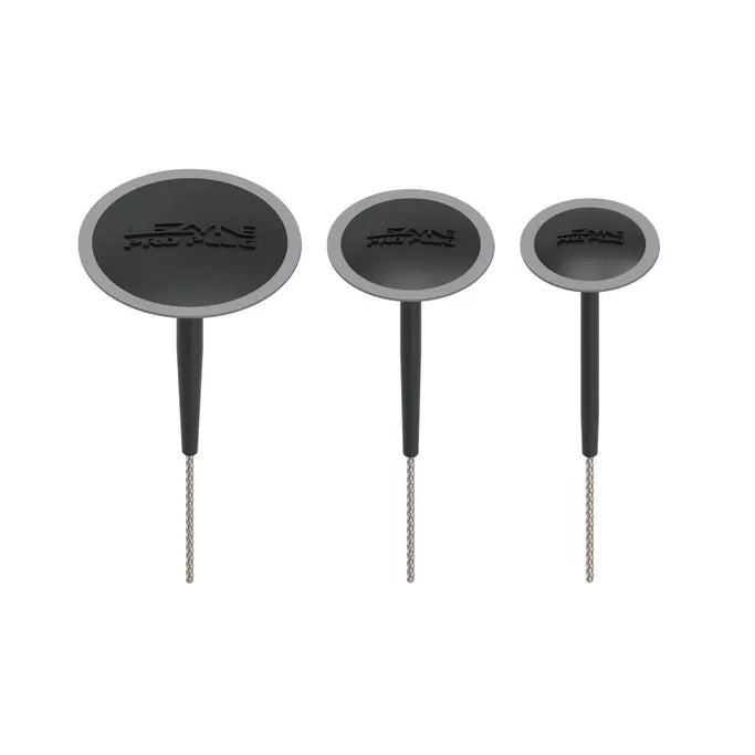 3 bicycle tubeless plugs on a white background