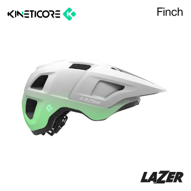 A picture of the white Lazer Finch Kineticore MTB Helmet