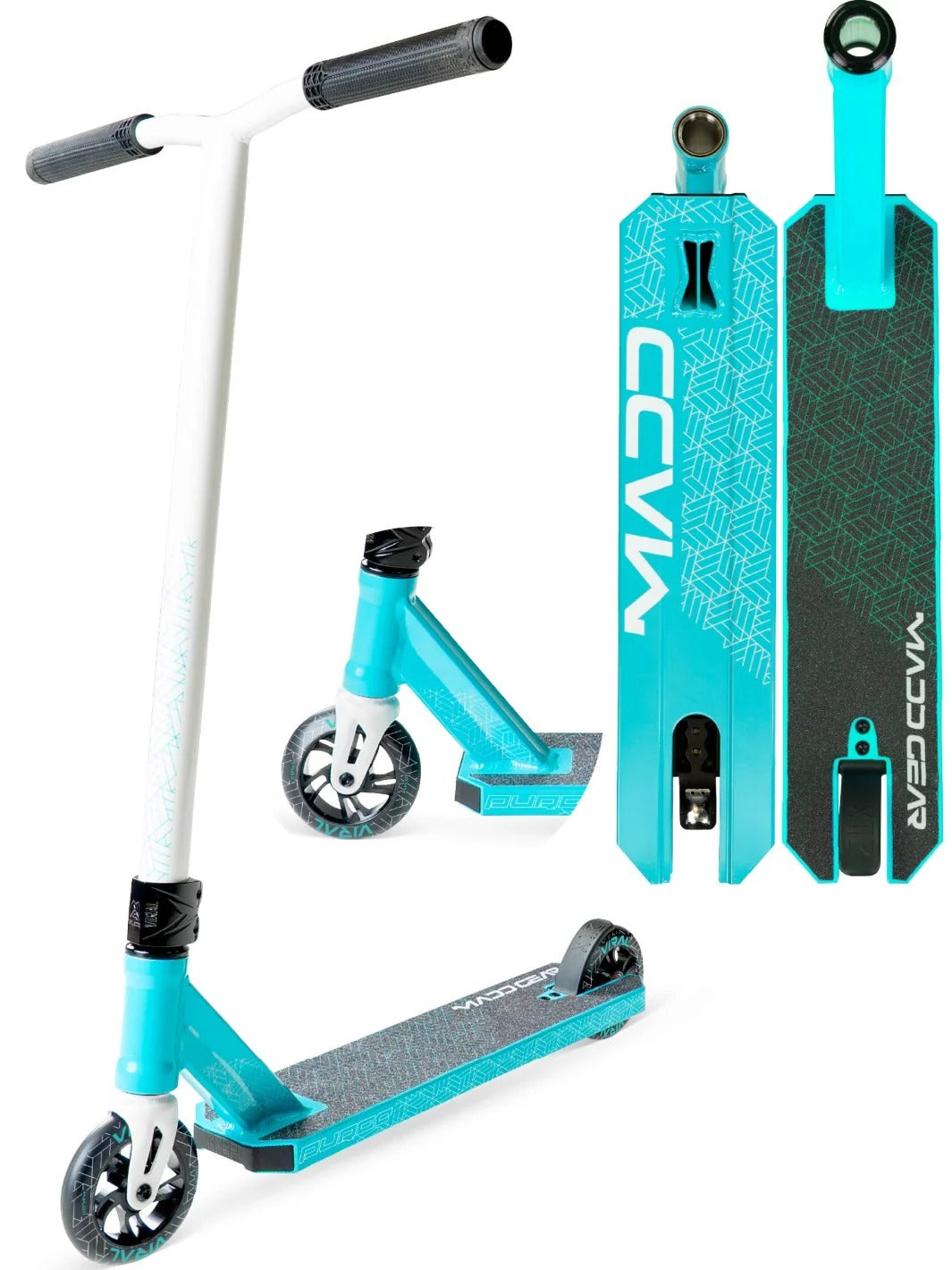 Aqua scooter with white handlebar and black grips on a white background