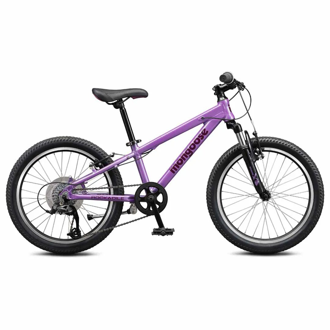 Lavender children's Mountain Bike on a white background