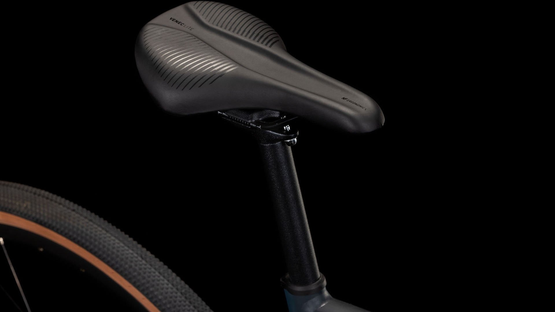 A close up picture of the saddle on the Cube Nuroad Pro Gravel Bike