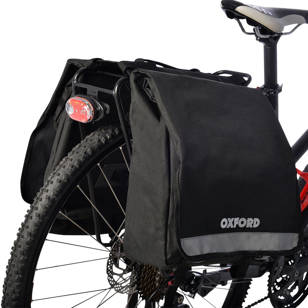 A picture of the Oxford C20 Double Pannier Bag attached to a bike