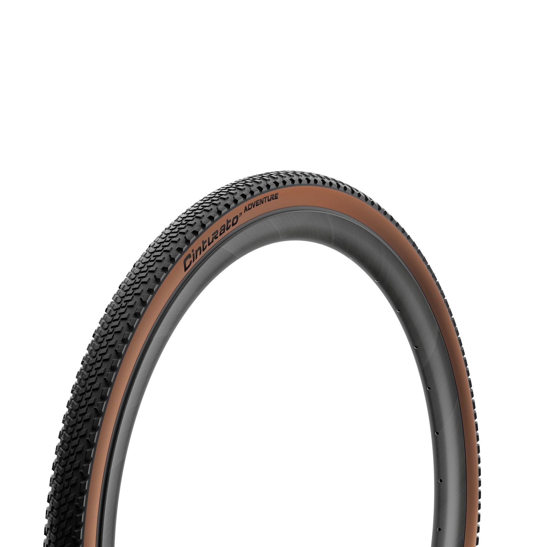 Gravel Bike Tyre with brown sidewall on a white background