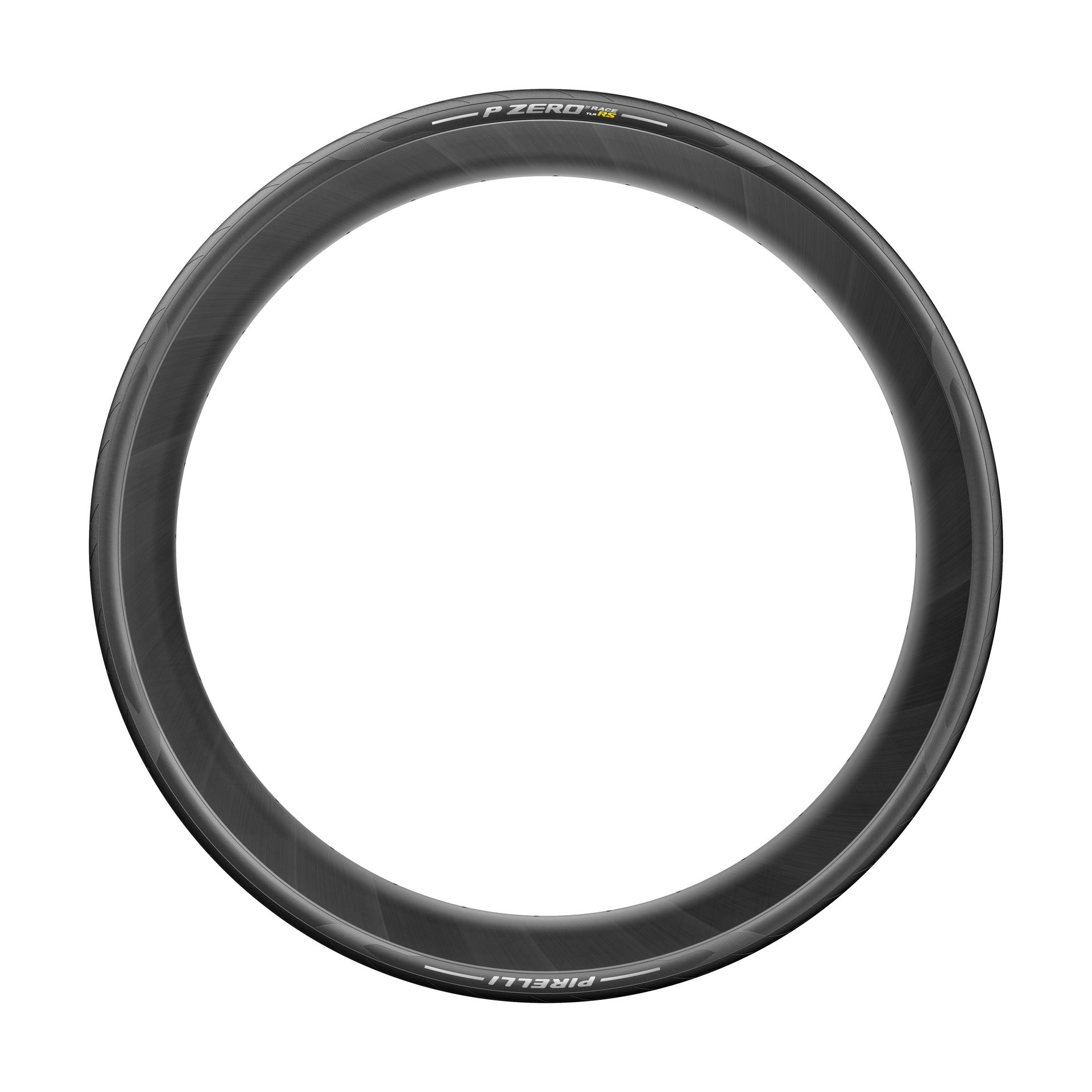 Black bicycle tyre with 'P Zero' branding on a white background