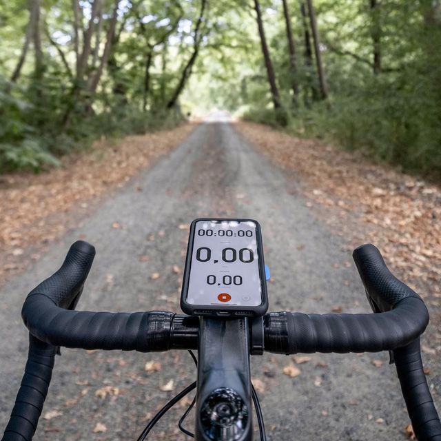 A picture of a Quad Lock Case and Mount on a gravel bike
