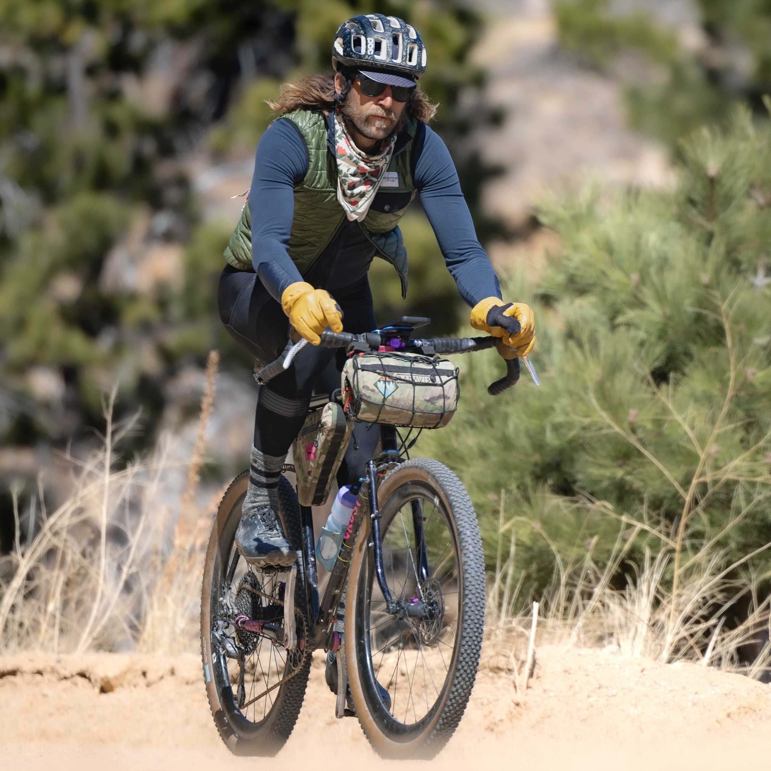 A picture of the Quad Lock IPhone Phone Case on a gravel bike