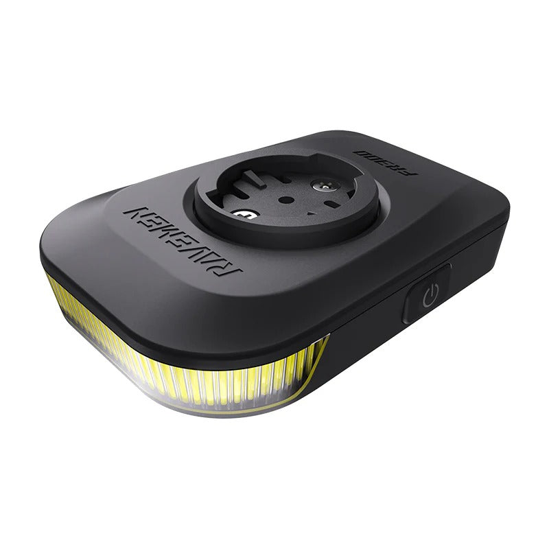 Compact front bicycle light on a white background