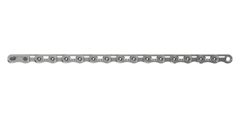 Silver bicycle chain on a white background