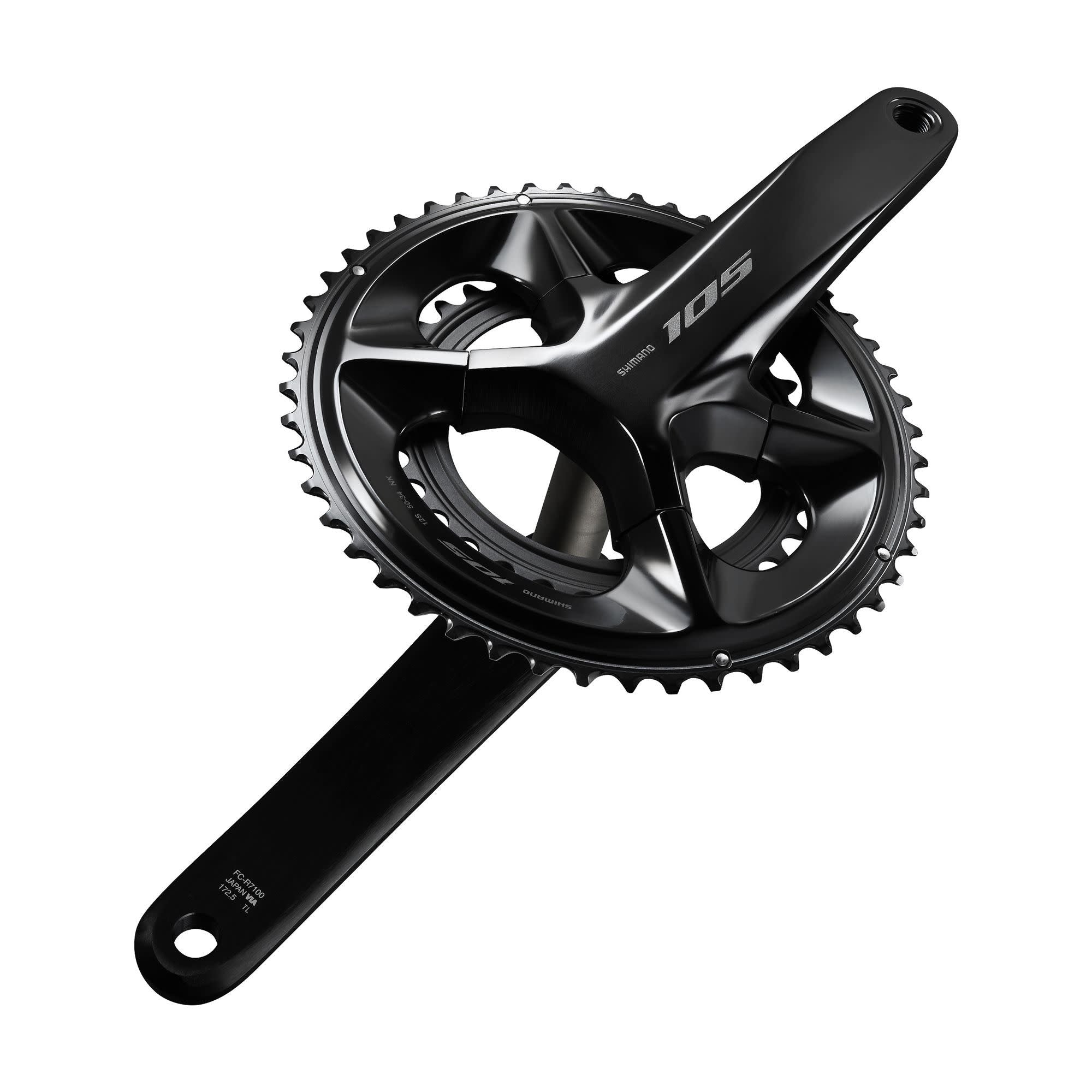 Shimano 105 Di2 Front Crank against a white background