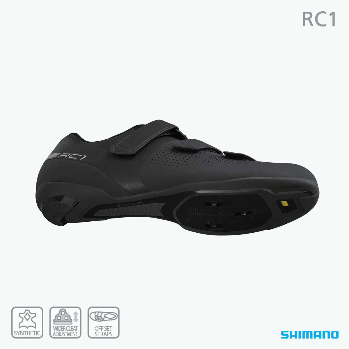 A picture of the underneath of a Shimano SH-RC102 Road Shoe
