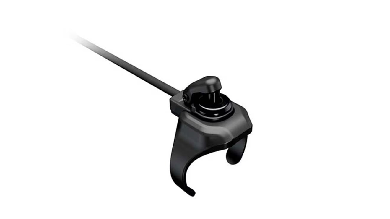 Black bicycle electronic gear shifter on a white background