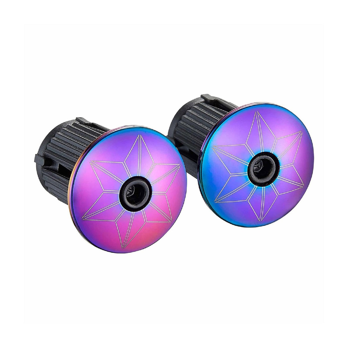 Purple/Pink Bicycle Bar End Plugs on a white background