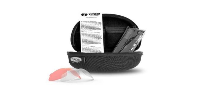 A picture of the hard case included with the Tifosi Alliant Cycling Sunglasses