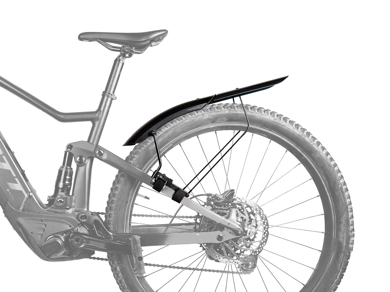 A picture of the Topeak Tetrafender M2 26-29" MTB Stay Mount Mudguard fitted to a bike