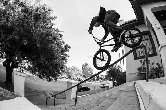 A picture of Travis Hughs riding a Kink BMX Bike