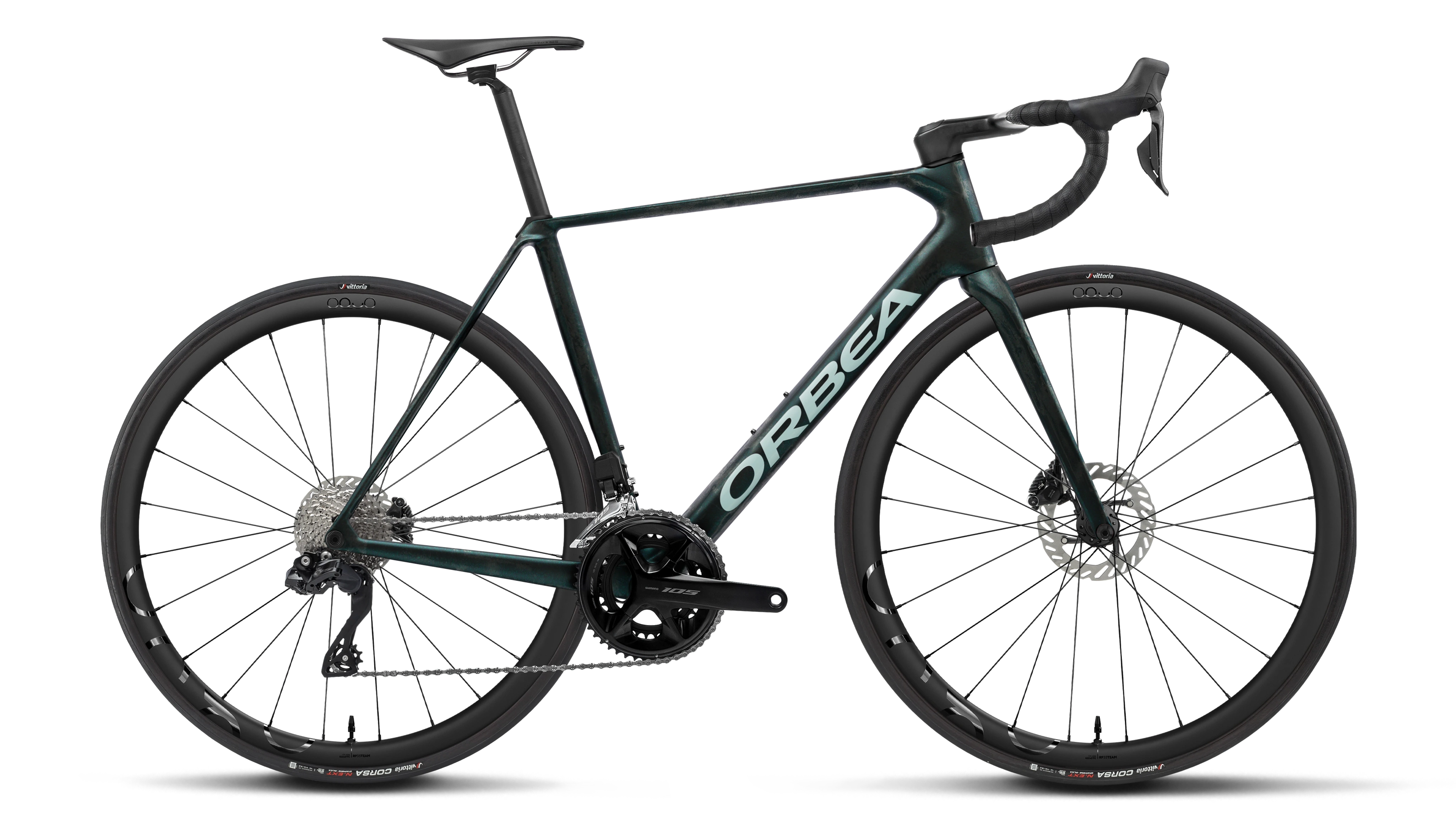 Dark Green Orbea road bicycle on a transparent background