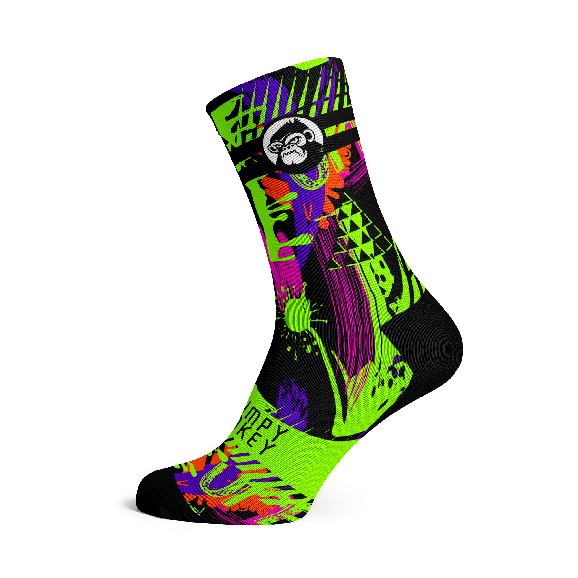 Grumpy Monkey Crew Cut Cycling Sock