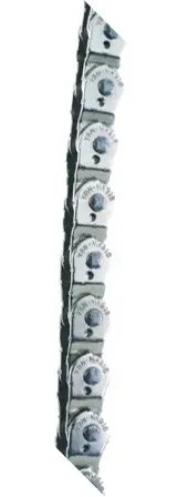 A silver half link BMX chain on a white background