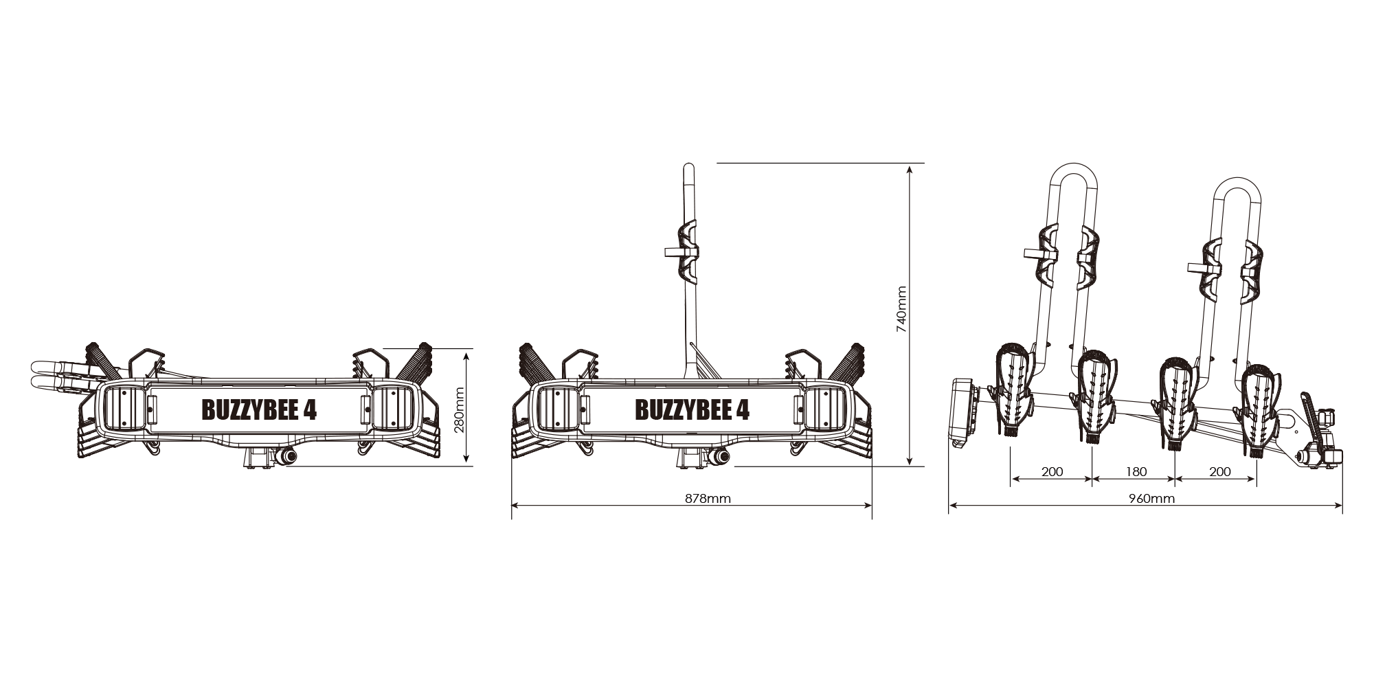 Buzzybee 4 Platform Bike Rack (Towball)