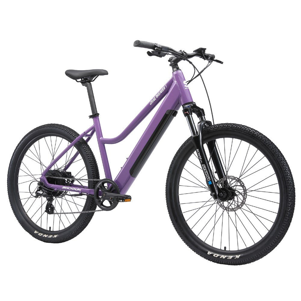 A picture of the lavender eTrail Breaker Step Through Electric Mountain Bike