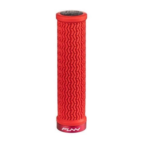 A picture of the red Funn Holeshot MTB Lockon Grips