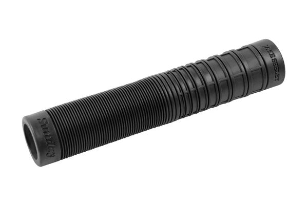 Black BMX bicycle grip on a white background