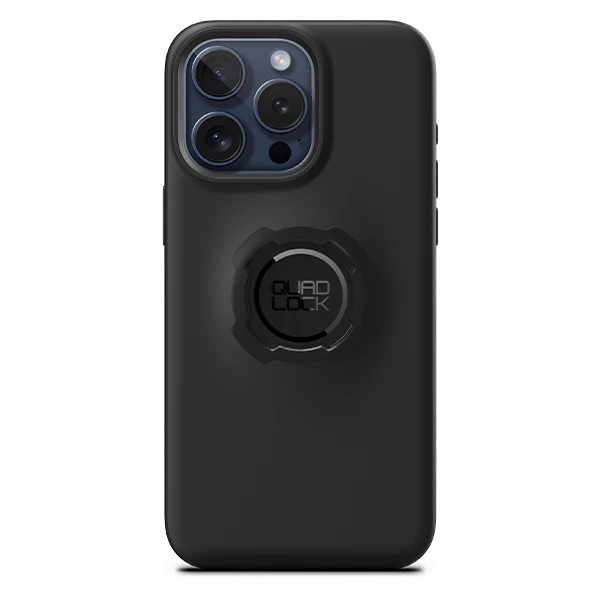 Black phone case with a ring holder on a white background